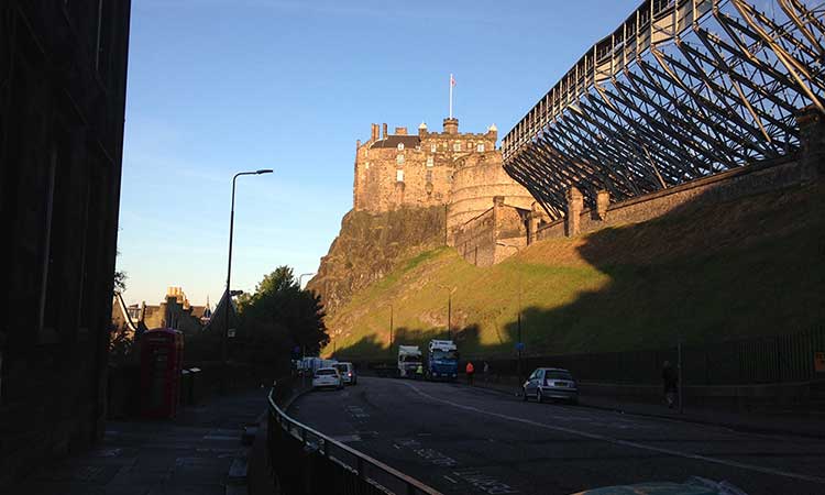 Scotland - View of Edinburgh Castle from the Castle Rock Hostel